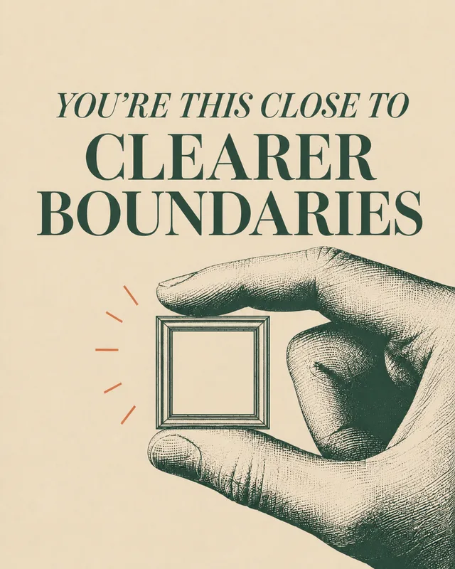 LinkedIn graphic reading “CLEARER BOUNDARIES” over an engraved hand pinching a small square frame